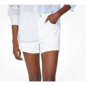 FRAME Le Brigette Denim Shorts White Raw Hem New Size 34